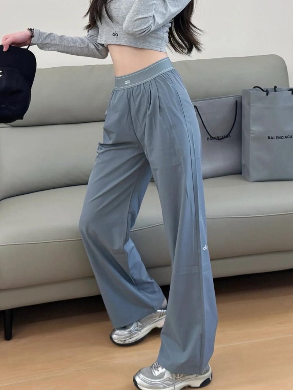 ALO Yoga Steel Grey Suit Up Trouser 30" Inseam NWT🦈Relaxed Pants🛒